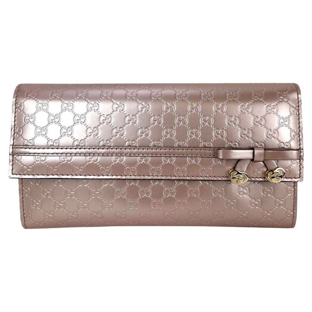 Gucci Mayfair Guccissima Continental Metallic Pink Leather Wallet